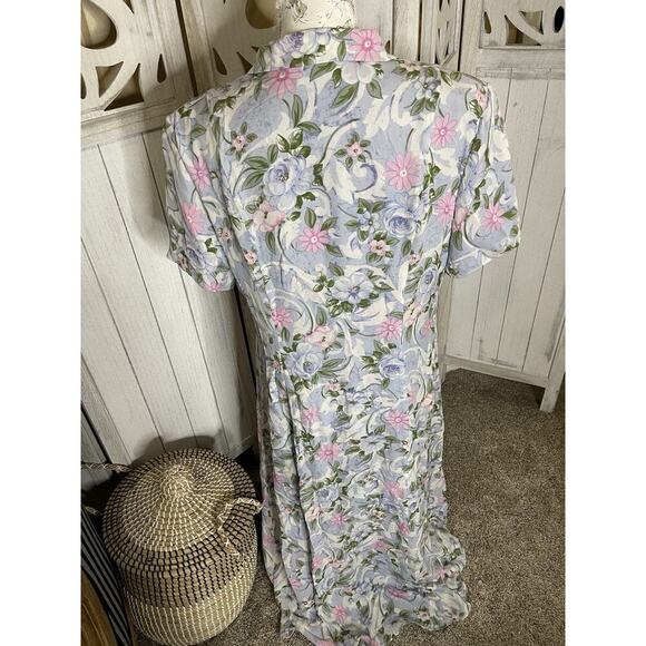 Vintage Spenser Jeremy 100% Silk Floral Dress Women's 16 Cottage Core Pastel - Picture 2 of 8